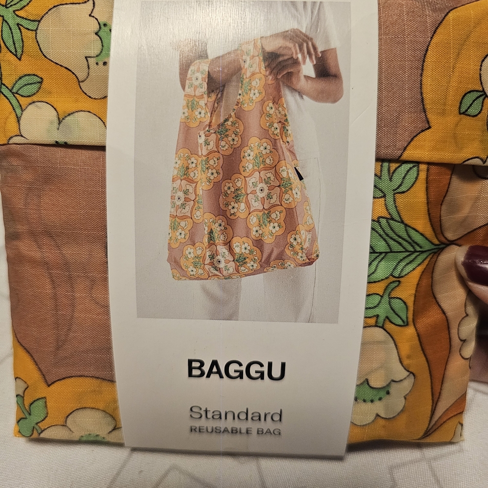 BAGGU Floral Reusable Bag - Yellow and Pink